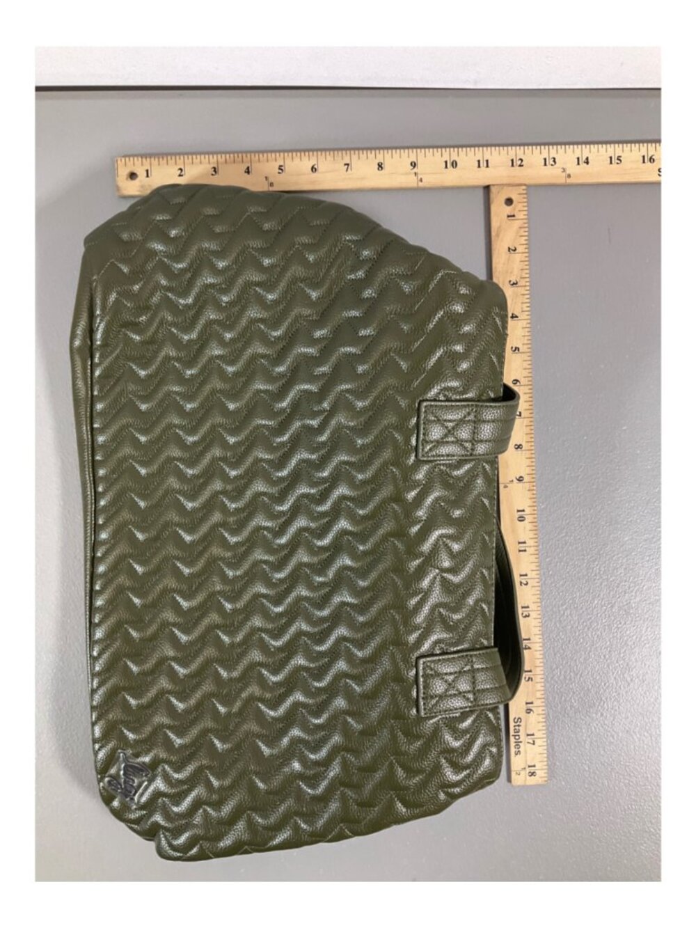 Lug Tempo VL Quilted Tote - Vegan Faux Leather, Olive, Unisex with Floral Lining - Picture 7 of 8